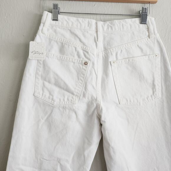 NEW Free People Tapered Baggy Boyfriend Distressed Straight leg Jeans White - Picture 7 of 12